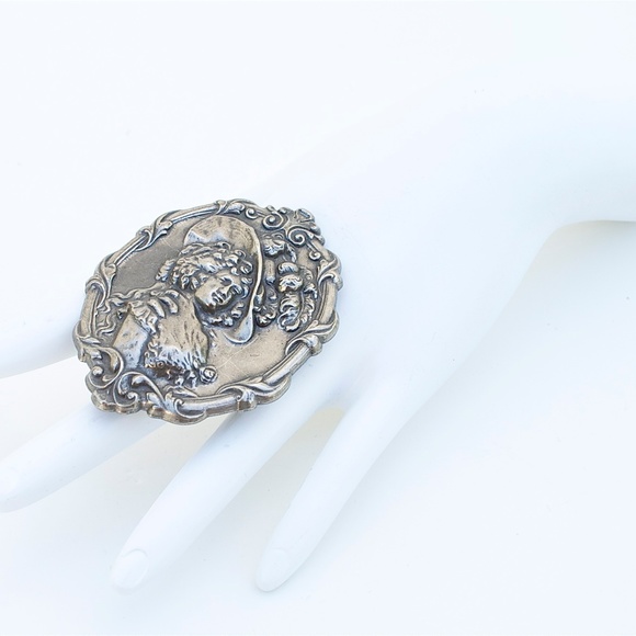 GASOLINE GLAMOUR Jewelry Deadwood Lady Metal Cameo Ring Sivler